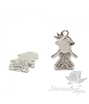 КОННЕКТОР "Принц" c прозрачными фианитами, цвет платина