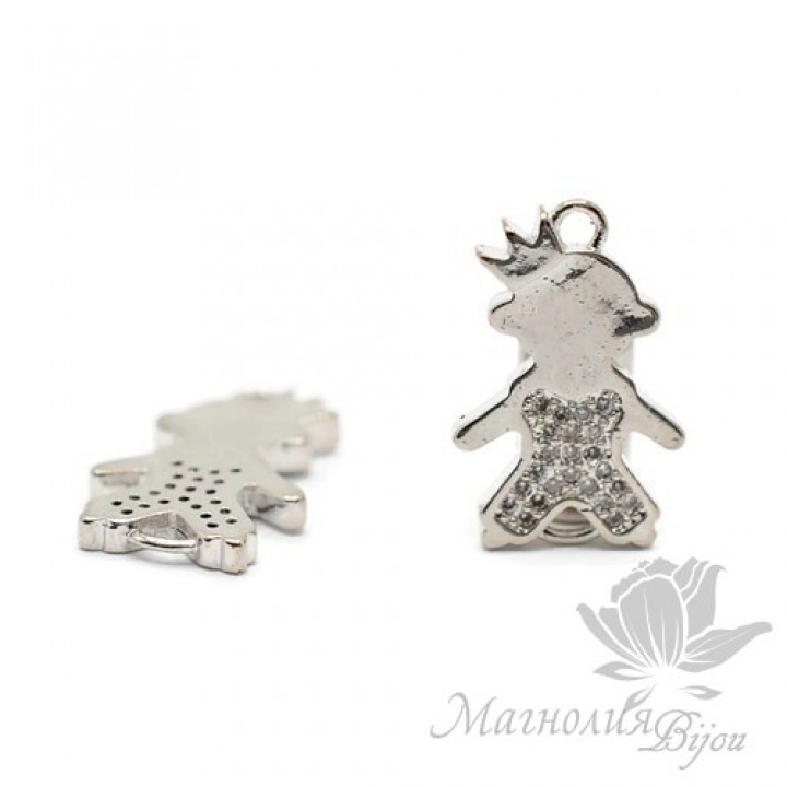 КОННЕКТОР "Принц" c прозрачными фианитами, цвет платина