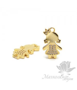 КОННЕКТОР "Принцесса" с прозрачными фианитами, цвет золото КОННЕКТОР "Принцесса" с прозрачными фианитами, цвет золото