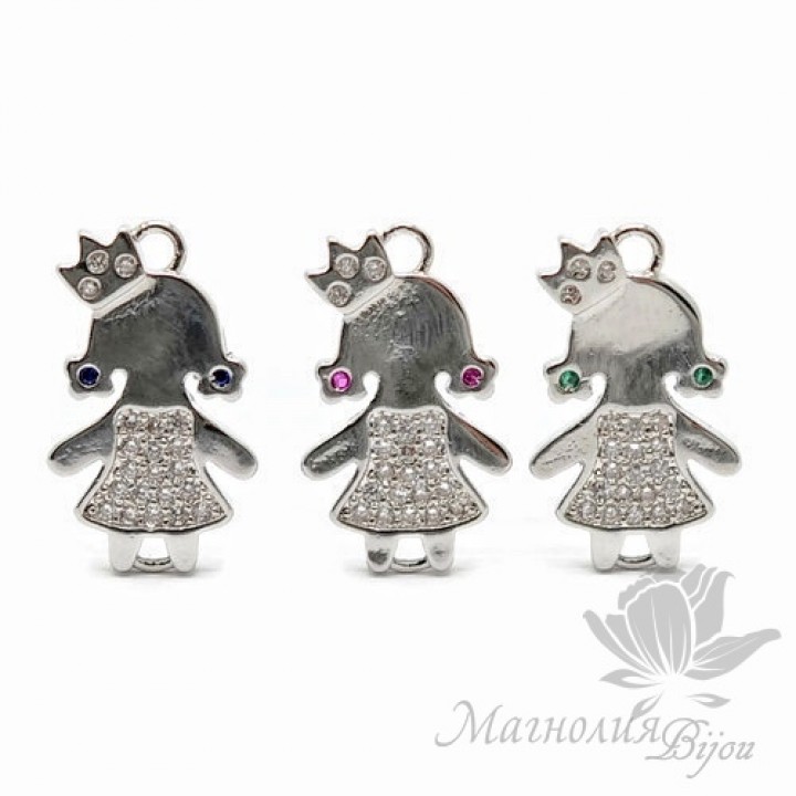 Conector "La Princesa" con circonia cúbica coloreada, color platino