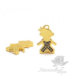 КОННЕКТОР "Мальчик" c синими фианитами, цвет золото КОННЕКТОР "Мальчик" c синими фианитами, цвет золото