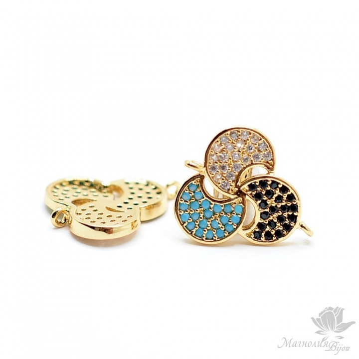 КОННЕКТОР "Винт" с фианитами, цвет золото