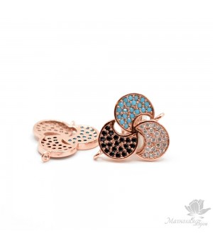 КОННЕКТОР "Винт" с фианитами, цвет розовое золото