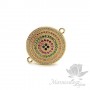 КОННЕКТОР "Круг" с цветными фианитами 21мм, цвет золото