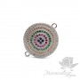 КОННЕКТОР "Круг" с цветными фианитами 21мм, цвет платина