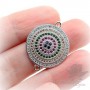 КОННЕКТОР "Круг" с цветными фианитами 21мм, цвет платина