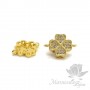 КОННЕКТОР "Клевер маленький" с фианитами 12мм, цвет золото