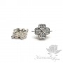 КОННЕКТОР "Клевер маленький" с фианитами 12мм, цвет платина