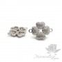 КОННЕКТОР "Четырёхлистник" с фианитами 14мм, цвет платина