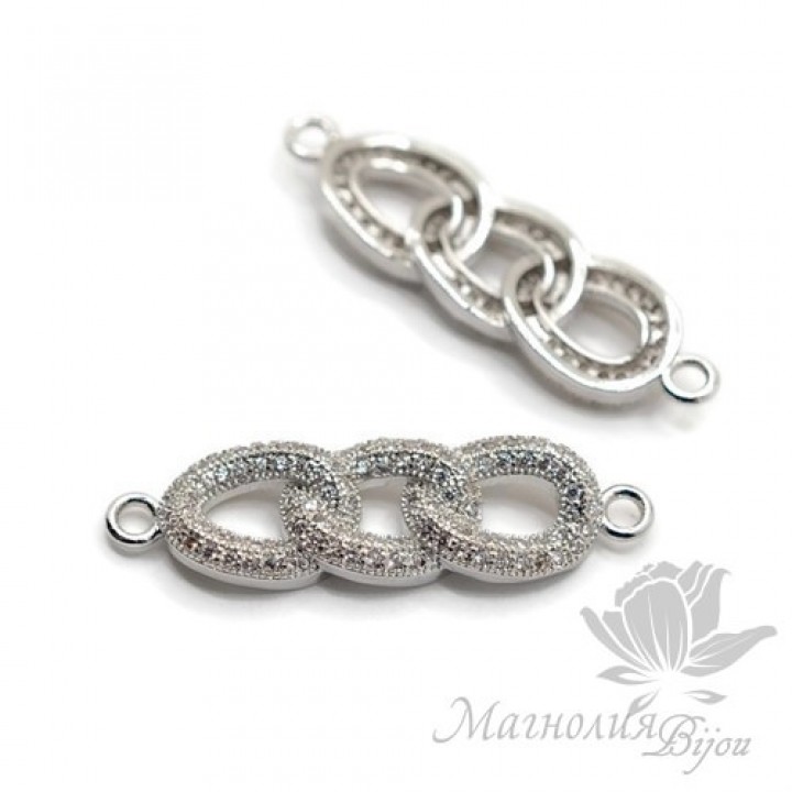 Conector "Cadena de ancla" con circonia cúbica, color platino