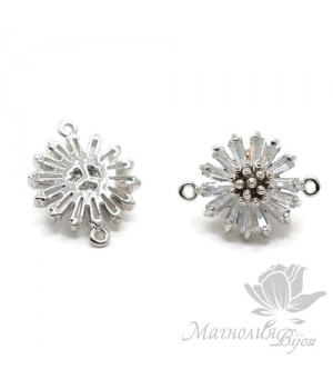 КОННЕКТОР "Маргаритка" инкрустация фианитами, цвет платина
