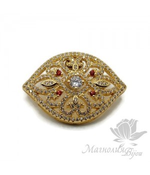 КОННЕКТОР "Веретено" с фианитами, цвет золото