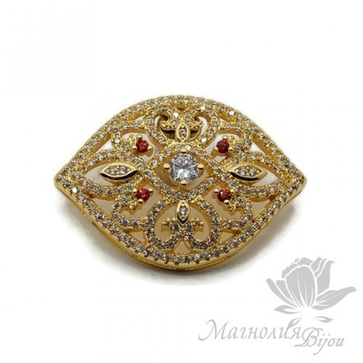 КОННЕКТОР "Веретено" с фианитами, цвет золото