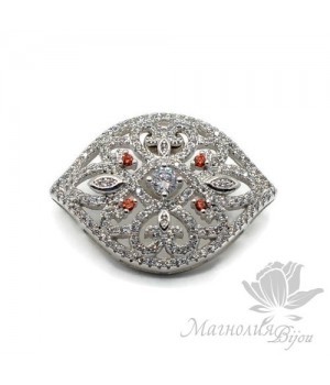 КОННЕКТОР "Веретено" с фианитами, цвет платина