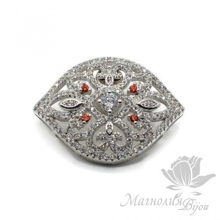 КОННЕКТОР "Веретено" с фианитами, цвет платина