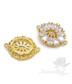 КОННЕКТОР "Роскошный" инкрустация фианитами, цвет золото