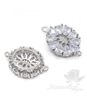 КОННЕКТОР "Роскошный" инкрустация фианитами, цвет платина