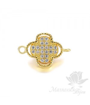КОННЕКТОР "Ван Клиф" с фианитами 10 : 14мм, цвет золото КОННЕКТОР "Ван Клиф" с фианитами 10 : 14мм, цвет золото