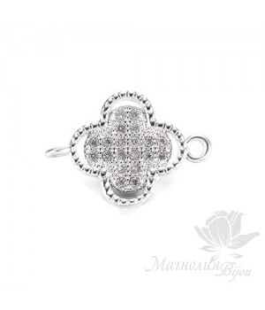 КОННЕКТОР "Ван Клиф" с фианитами 10 : 14мм, цвет платина КОННЕКТОР "Ван Клиф" с фианитами 10 : 14мм, цвет платина