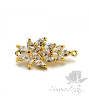 КОННЕКТОР "Галлея" инкрустация фианитами, позолота
