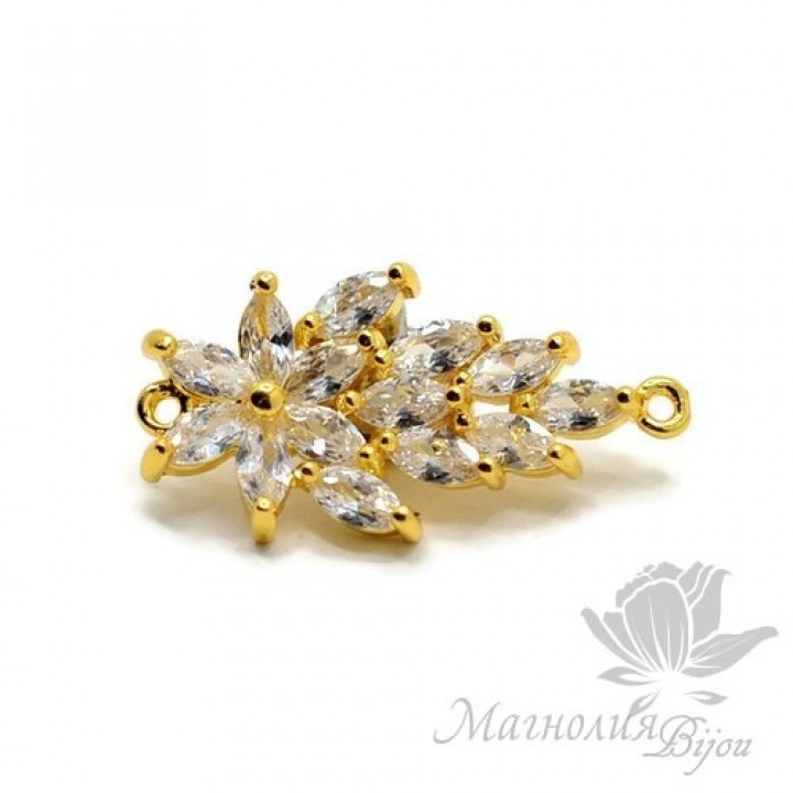 КОННЕКТОР "Галлея" инкрустация фианитами, позолота
