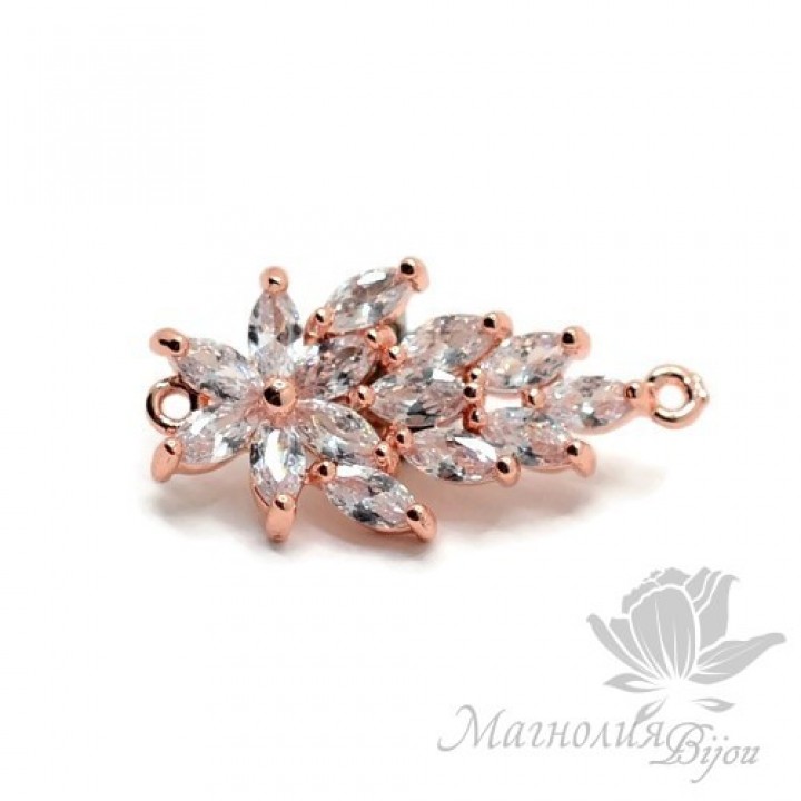 КОННЕКТОР "Галлея" инкрустация фианитами, розовое золото