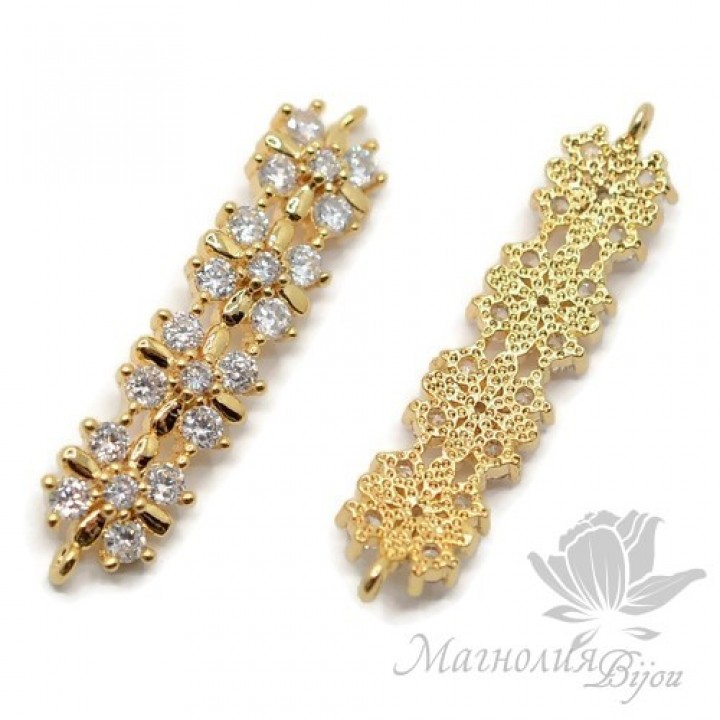 КОННЕКТОР "Дорожка 4 цветочка", позолота