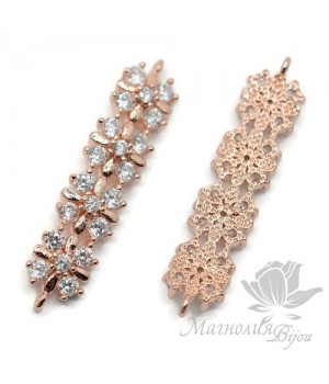 КОННЕКТОР "Дорожка 4 цветочка", розовое золото