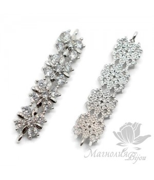 КОННЕКТОР "Дорожка 4 цветочка", цвет платина