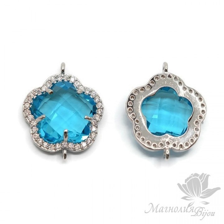 КОННЕКТОР "Flower, agua", родиевое покрытие