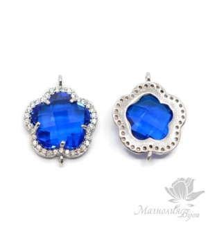 КОННЕКТОР "Flower, royal blue", родиевое покрытие КОННЕКТОР "Flower, royal blue", родиевое покрытие