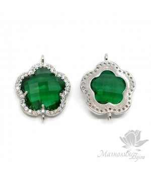КОННЕКТОР "Flower, emerald", родиевое покрытие КОННЕКТОР "Flower, emerald", родиевое покрытие