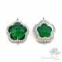 КОННЕКТОР "Flower, emerald", родиевое покрытие