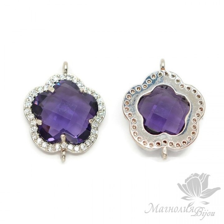 КОННЕКТОР "Flower, night orchid", родиевое покрытие