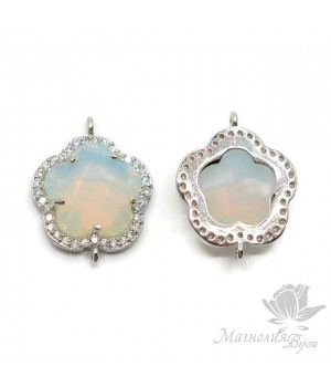 КОННЕКТОР "Flower, white opal", родиевое покрытие КОННЕКТОР "Flower, white opal", родиевое покрытие