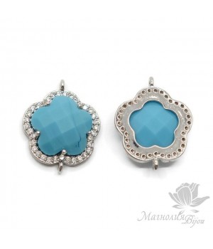 КОННЕКТОР "Flower, turquoise", родиевое покрытие КОННЕКТОР "Flower, turquoise", родиевое покрытие