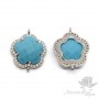 КОННЕКТОР "Flower, turquoise", родиевое покрытие
