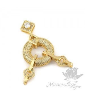 КОННЕКТОР(соединительный элемент) инкрустация фианитами, цвет золото