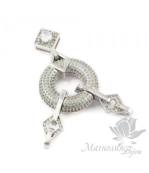 КОННЕКТОР(соединительный элемент) инкрустация фианитами, цвет платина