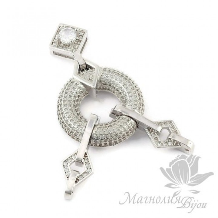 КОННЕКТОР(соединительный элемент) инкрустация фианитами, цвет платина