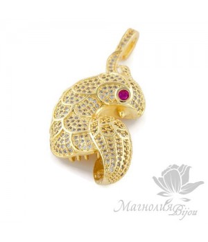 ПОДВЕСКА(концевик) "Какаду", инкрустация фианитами, цвет золото