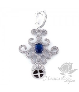 ПОДВЕСКА(концевик для кисти) "Марокко", инкрустация фианитами, цвет платина