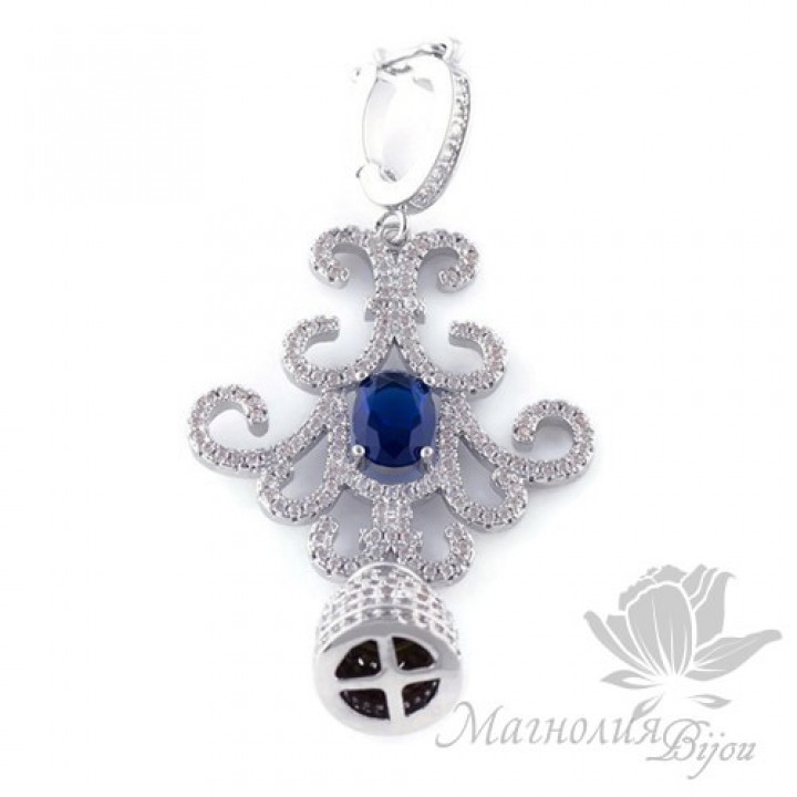 ПОДВЕСКА(концевик для кисти) "Марокко", инкрустация фианитами, цвет платина