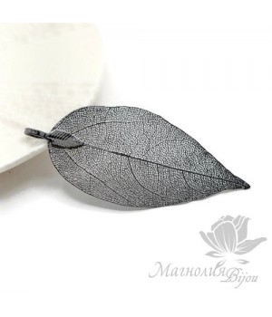 ПОДВЕСКА "Лист скелетированный", цвет чёрный