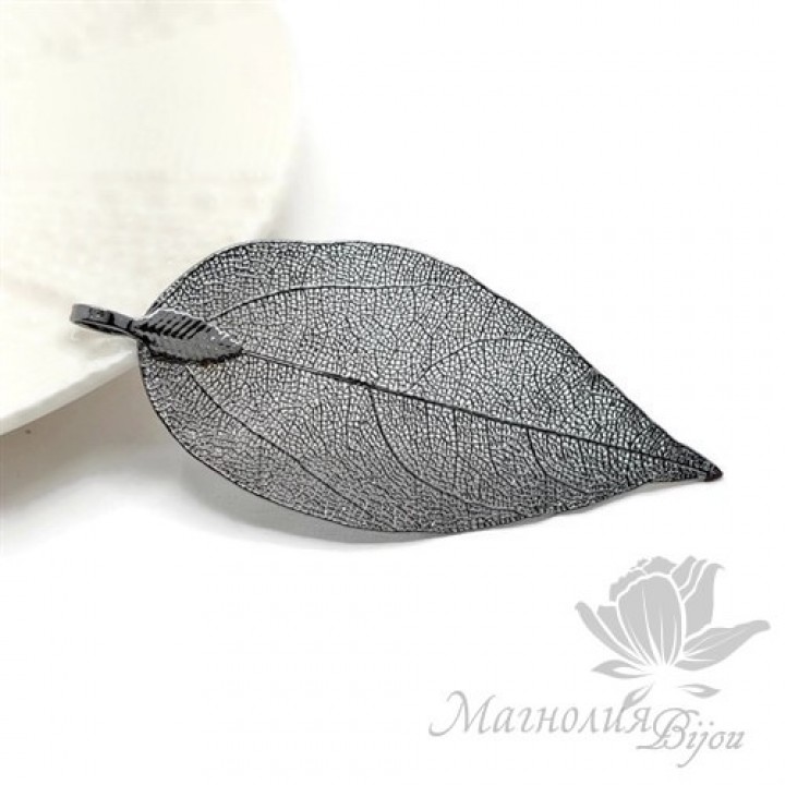 ПОДВЕСКА "Лист скелетированный", цвет чёрный