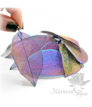 ПОДВЕСКА "Лист скелетированный", цвет "хамелеон"(радужный)