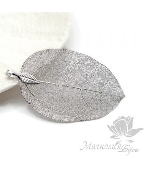 ПОДВЕСКА "Лист скелетированный", цвет серебро