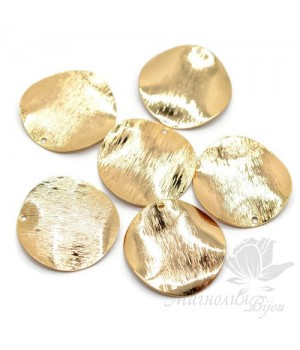 ПОДВЕСКА "Круг фактурный, мятый 25мм", позолота 18 карат