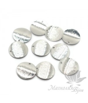 Подвеска "Круг фактурный 18мм", цвет платина