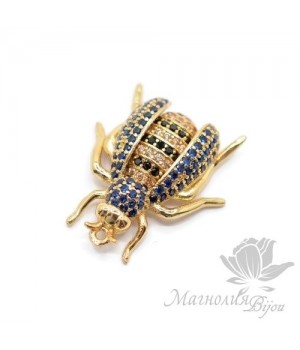 ПОДВЕСКА "Оса" с цветными фианитами, цвет золото